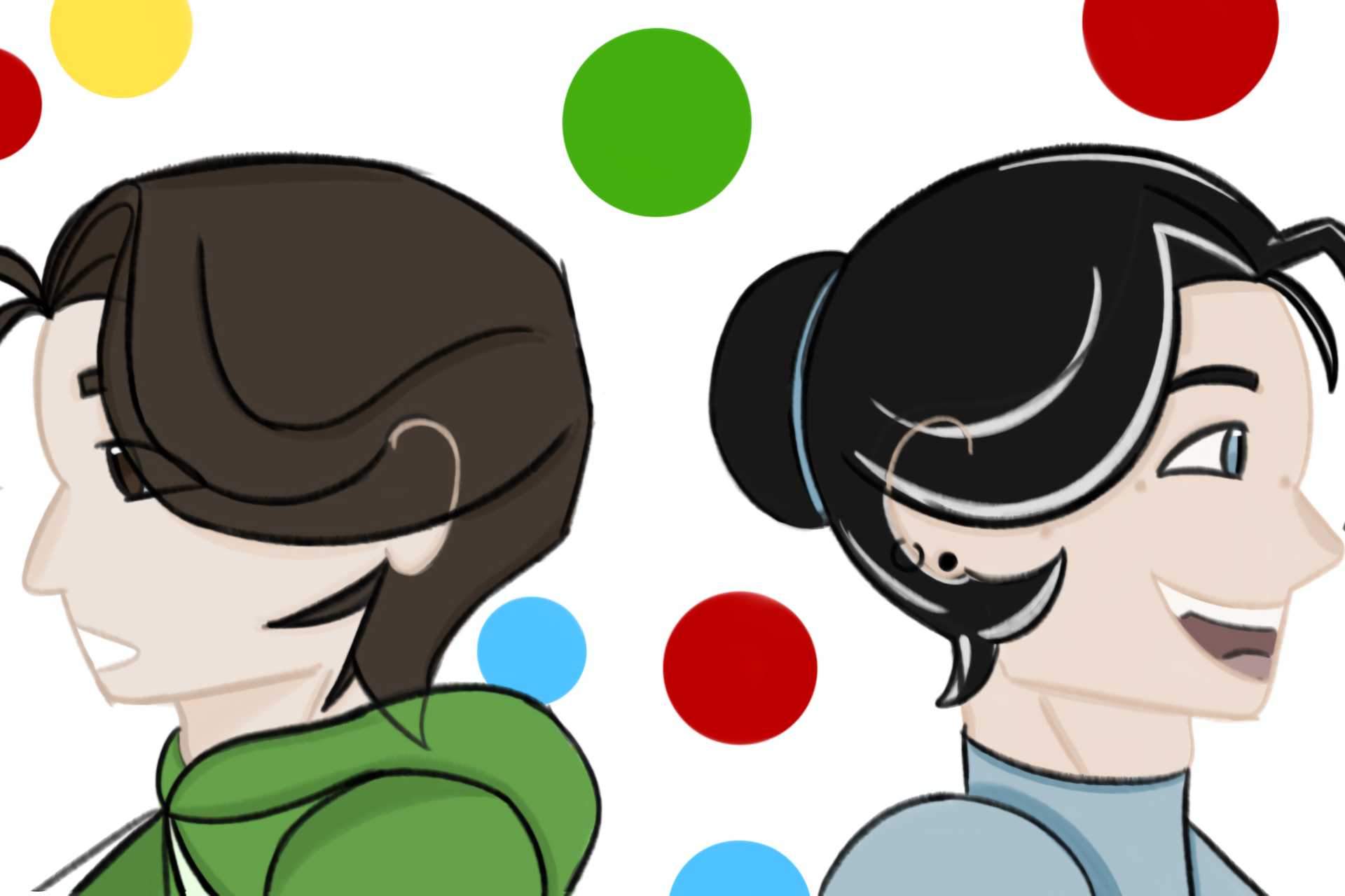 Comic: zwei Köpfe sind zu sehen, beide im Profil, einer nach links, der andere nach rechts gewandt, das linke Gesicht wirkt verunsichert und ängstlich, vor dem Gesicht ist ein Fragezeichen platziert. Das rechte Gesicht lächelt und hat einen freudigen Blick, vor ihm ist ein Ausrufezeichen platziert.